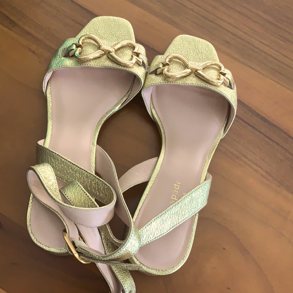 Kate Spade Gold Mid-Low-Heal Sandal